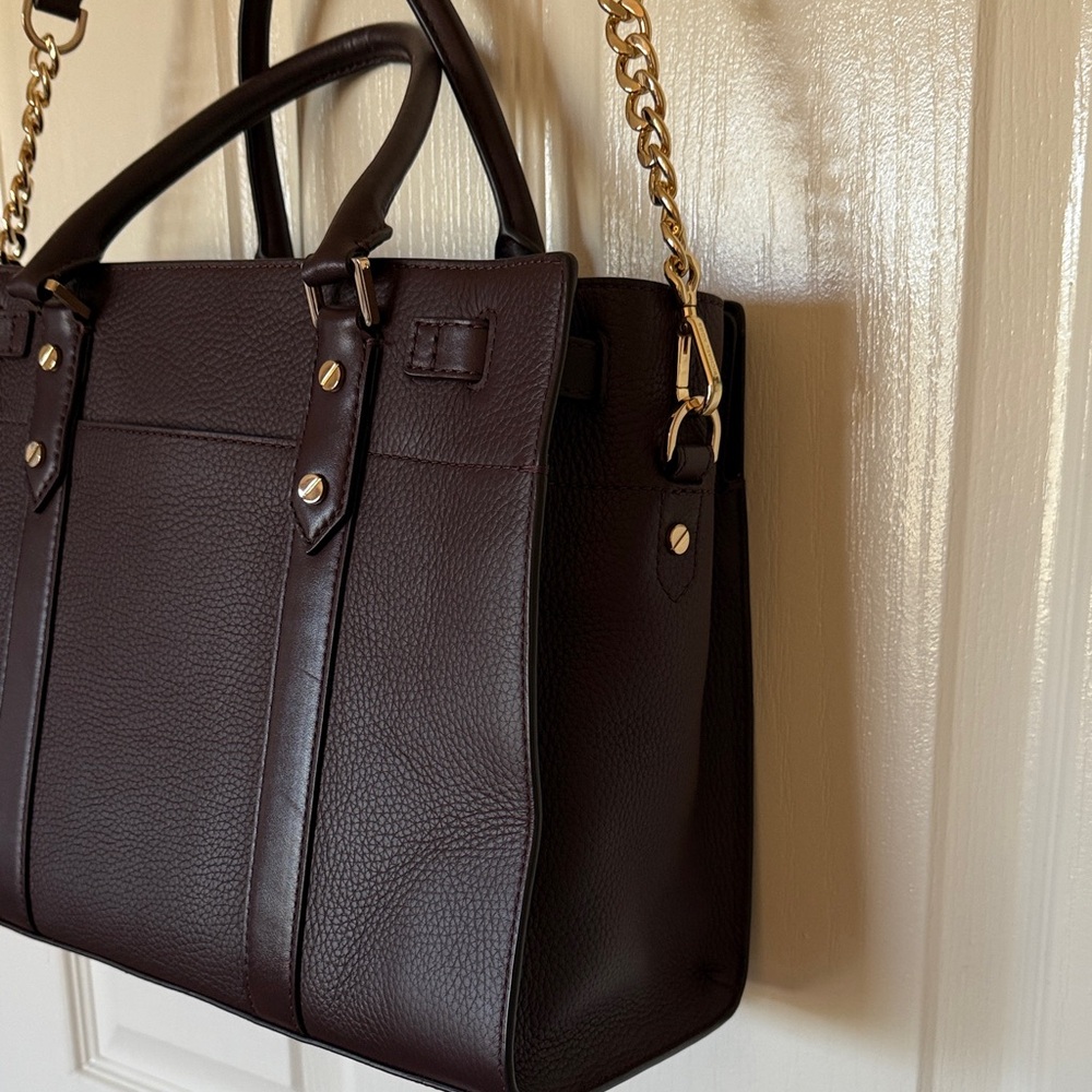 Michael Kors Burgandy/Brown Satchel with Gold Accents - Picture 4 of 9